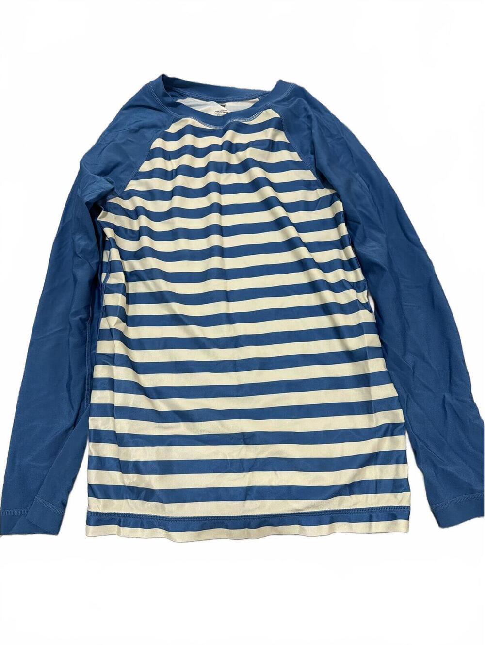 Tea Collection Boys Blue White Striped Rashguard Shirt 12